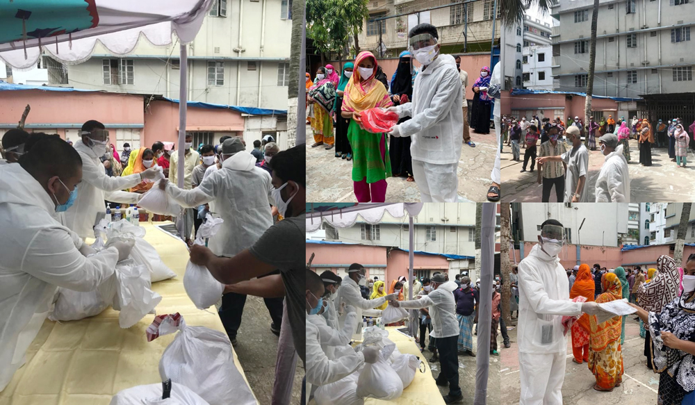 ৭ বন্ধুর টিফিনের টাকায় দুই শতাধিক পরিবারে ত্রাণ